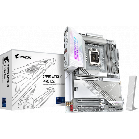 Материнская плата GIGABYTE Z890 AORUS PRO ICE, LGA 1851, Intel Z890, 4xDDR5, 4xSATA, 5xM.2, 1xPCI-E 5.0 x16, 1xPCI-E 4.0 x4, 1xPCI-E 4.0 x1, 2xUSB-C (Thunderbolt 4), 1x 5Gb LAN, 4xUSB-A 3.2 Gen 1, 2xUSB-A 3.2 Gen 2, 4xUSB-A 2.0, 2x3.5 мм, 7.1, ATX, фото , изображение 5