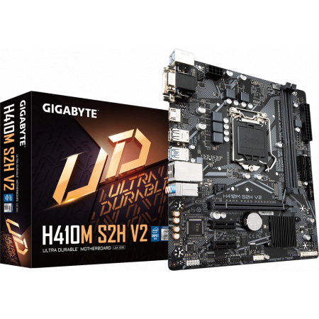 Материнская плата Gigabyte H410M S2H V2, Socket 1200, Intel®H470, 2xDDR4-2666, D-SUB+DVI-D+HDMI, 1xPCI-Ex16, 2xPCI-Ex1, 4xSATA3, 1xM.2, 8 Ch Audio, GLan, (4+2)xUSB2.0, (2+2)xUSB3.2, 2xPS/2, mATX, OEM {10} (823535), фото , изображение 4