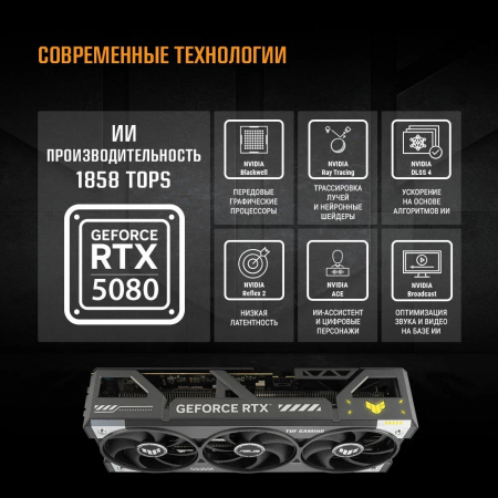 Видеокарта Asus PCI-E nVidia GeForce RTX 5060Ti 16G TUF GAMING OC EDITION (16Gb/GDDR7/128 bit/DP, HDMI) RTL (TUF-RTX5060TI-O16G-GAMING), фото , изображение 16