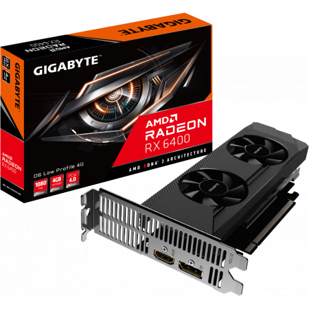 Видеокарта Gigabyte PCI-E 4.0 GV-R64D6-4GL AMD Radeon RX 6400 4096Mb 64 GDDR6 2039/16000 HDMIx1 DPx1 HDCP Ret low profile, фото , изображение 6