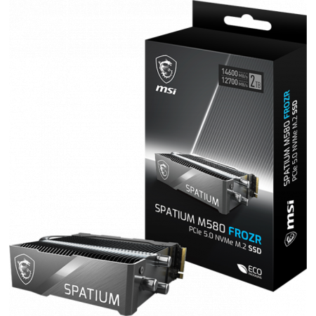 Накопитель SSD MSI 4Tb SPATIUM M580 FROZR,M.2(22x80mm), NVMe, PCIe 5.0 x4, 3D TLC, R/W 14100/12600, IOPs -/-, DRAM buffer 8192, TBW 3000, DWPD 0.38, with Heat Spreader (5 лет), фото , изображение 5
