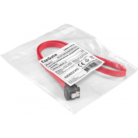Кабель SATA ExeGate EX-CC-SATA-DATA90-0.5L (7pin/7pin, угловой разъем, металлические защелки, 0,5м), фото , изображение 3