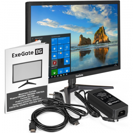 Монитор 21.5 ExeGate EB2200A (VA LED Grade A+, FHD, 1920x1080@75Гц, 16:9, 200cd/m2, 3000:1, 170°/160°, 5ms, D-Sub, HDMI, Flicker-free, Low Blue Light, кабель HDMI 1.5м, VESA 75x75, регулировка наклона (tilt), черный), фото , изображение 9