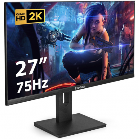 Монитор 27 ExeGate ES2707TA IPS 2560x1440, 75 Гц, 1 мс, 16:9, 250 кд/м2, 1хHDMI, 1хDP, выход на наушники, черный, фото , изображение 2