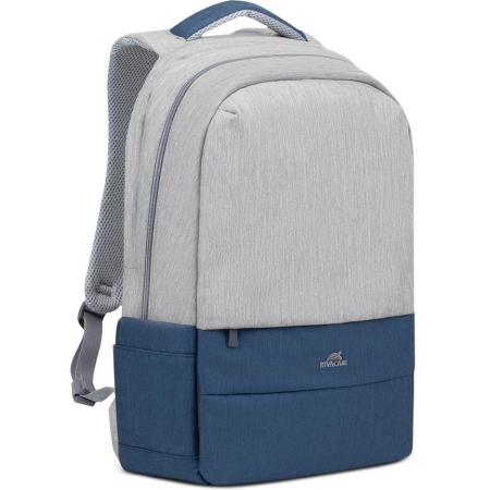 Рюкзак для ноутбука 17.3" Riva 7567 серый/темно-синий полиэстер (7567 GREY/DARK BLUE), фото 