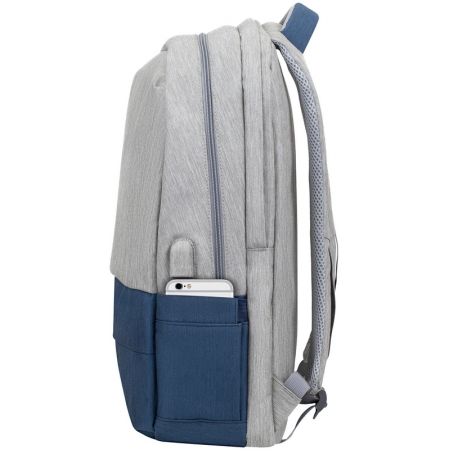 Рюкзак для ноутбука 17.3" Riva 7567 серый/темно-синий полиэстер (7567 GREY/DARK BLUE), фото , изображение 6