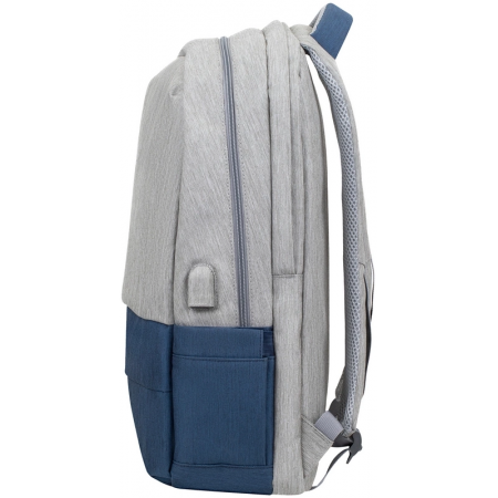 Рюкзак для ноутбука 17.3" Riva 7567 серый/темно-синий полиэстер (7567 GREY/DARK BLUE), фото , изображение 7