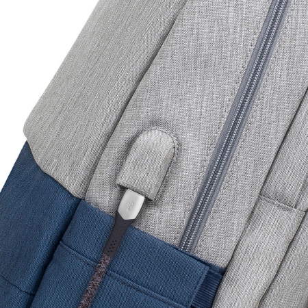 Рюкзак для ноутбука 17.3" Riva 7567 серый/темно-синий полиэстер (7567 GREY/DARK BLUE), фото , изображение 9