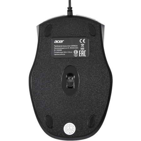 Мышь проводная Acer OMW020 черный, 1600 dpi, USB, кнопки - 4, фото , изображение 3