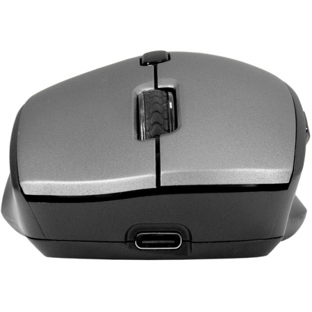 Беспроводная мышь ExeGate Professional Standard BT-070 (радиоканал 2,4 ГГц+Bluetooth5.2, оптическая, 1600dpi, 6D, 6 кнопок и колесо прокрутки, 500mah аккумулятор, черная, серая вставка, RTL), фото , изображение 6