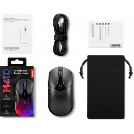 Мышь Lenovo Legion M410 Wireless RGB Gaming черный оптическая 16000dpi беспров. BT/Radio USB (GY51P83012), фото , изображение 16