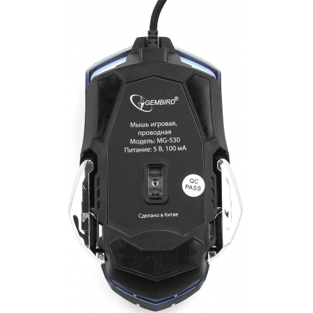 Проводная: Gembird MG-530, USB, 5кнопок+колесо-кнопка+кнопка огонь, 3200DPI, подсветка, программное, фото , изображение 6