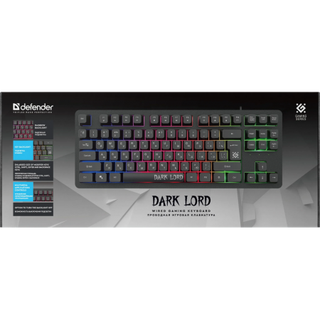 Клавиатура DEFENDER USB DARK LORD GK-580 RU BLACK 45580, фото , изображение 6