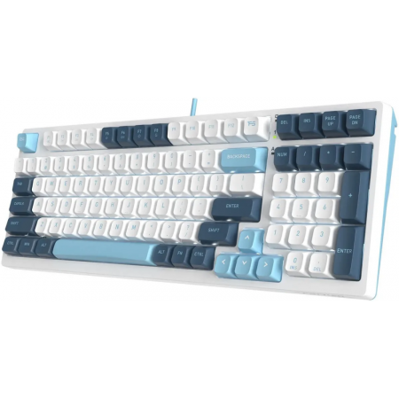 Клавиатура A4Tech Fstyler FS300 механическая белый/синий USB for gamer LED (FS300 PANDA SNOWBOARDING), фото , изображение 7