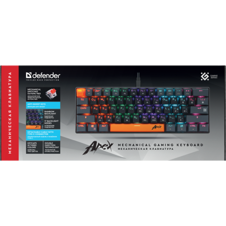 Клавиатура DEFENDER Apex GK-002 RU Black 45003 USB, фото , изображение 2