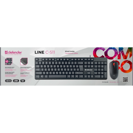 Клавиатура + мышка LINE C-511 RU BLACK 45511 DEFENDER, фото , изображение 2