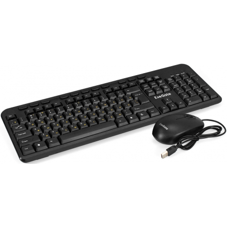 Комплект ExeGate Professional Standard Combo MK150 (клавиатура мультимедийная влагозащищенная 116кл. + мышь оптическая 1200dpi, 3 кнопки и колесо прокрутки, длина кабелей 1,5м; USB, черный, RTL), фото 