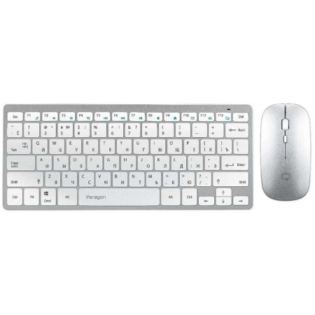 Офисный набор клавиатура + мышь Qumo Paragon Silver + White K15/M21, беспроводной 2.4G, клавиатура + мышь, 400 mA, фото 