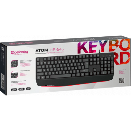 Defender Проводная клавиатура Atom HB-546 RU,черный,104+FN,1.8м Defender Проводная клавиатура Atom HB-546 RU,черный,104+FN,1.8м, фото , изображение 6