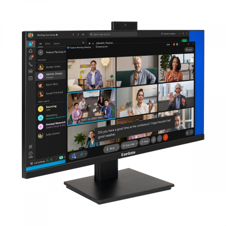 Монитор со встроенной веб-камерой и аудио выходом 23.8" ExeGate SuperView EA2400A (IPS LED Grade A+, FHD, 1920x1080@75Гц, 16:9, 250cd/m2, 1000:1, 178°/178°, 5ms, D-Sub, HDMI, audio-out, FHD веб-камера 2MP, микрофон, Flicker-free, Low Blue Light, кабель HD, фото 