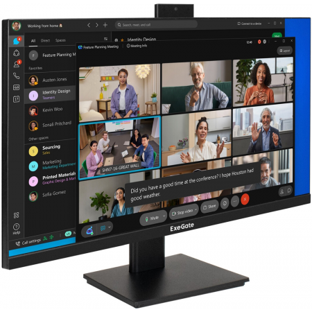 Монитор со встроенной веб-камерой 27" ExeGate SuperView EA2700 (IPS LED Grade A+, FHD, 1920x1080@75Гц, 16:9, 250cd/m2, 1000:1, 178°/178°, 5ms, D-Sub, HDMI, FHD веб-камера 2MP, микрофон, Flicker-free, Low Blue Light, кабель HDMI 1.5м, VESA 100x100, регулир, фото 