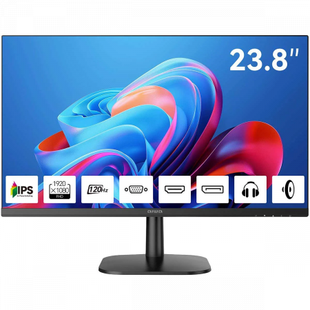 Монитор Bad Pack 23.8" AIWA MF2410 Black (IPS, 1920x1080, D-Sub+HDMI+DP, 4 ms, 178°/178°, 300 cd/m, 1000:1, 120Hz, Spk, внутр БП), фото 