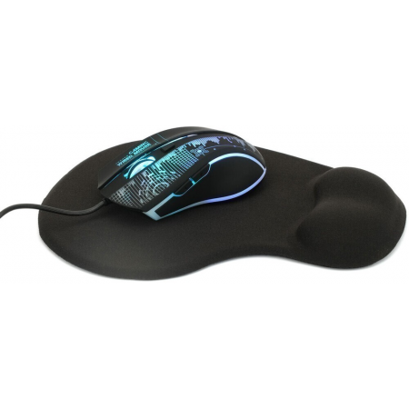 Коврик для мыши с подушкой под запястье Gembird MP-WR-BLACK, черный, 225х195х5мм, ткань+резина, блистер, фото , изображение 2