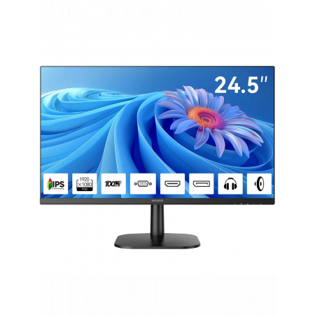 Монитор 24.5" AIWA MD2511 Black (IPS, 1920x1080, D-Sub+HDMI+DP, 4 ms, 178°/178°, 300 cd/m, 1000:1, 100Hz, Spk, внутр БП), фото 