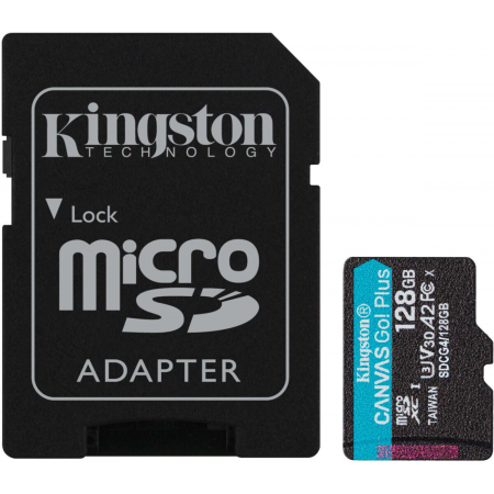 Флеш карта microSDXC 128GB Kingston SDCG4/128GB Canvas Go! Plus V30 A2 + adapter, фото , изображение 2