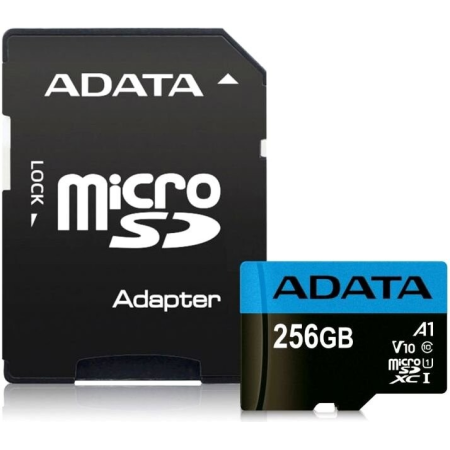 Карта памяти ADATA microSDXC 256GB ADATA Premier Memory Card AUSDX256GUICL10A1-RA1 UHS-I Class 10/V10 A1, 100/25 MB/s, AUSDX256GUICL10A1-RA1 Adapter, -25°C + 85°C, RTL (466266), фото 