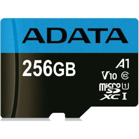 Карта памяти ADATA microSDXC 256GB ADATA Premier Memory Card AUSDX256GUICL10A1-RA1 UHS-I Class 10/V10 A1, 100/25 MB/s, AUSDX256GUICL10A1-RA1 Adapter, -25°C + 85°C, RTL (466266), фото , изображение 2