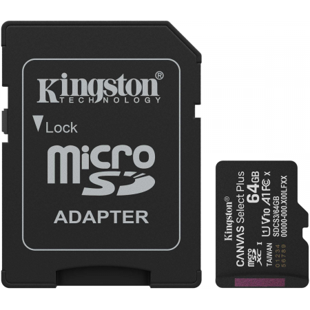 Карта памяти Kingston Canvas Select Plus microSDXC 64Gb C10 SDCS3/64GBSP, фото 