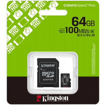 Карта памяти Kingston Canvas Select Plus microSDXC 64Gb C10 SDCS3/64GBSP, фото , изображение 3