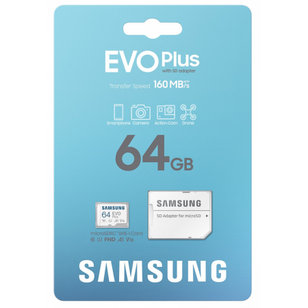 Флеш карта microSDXC 64GB Samsung MB-MC64SA EVO Plus + adapter, фото , изображение 3