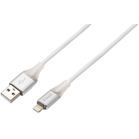 Кабель Filum USB 2.0, 1 м., 2 А, индикатор заряда, разъемы: USB A male - Lightning male, пакет. (FL-CPro-U2-AM-LM-1M-L1), фото 