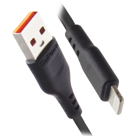 Кабель GoPower GP01L (18568) USB-Lightning 1м 2.4A ПВХ черный, фото 