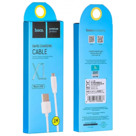 Кабель Hoco X1 USB - microUSB 1м Белый, фото , изображение 2