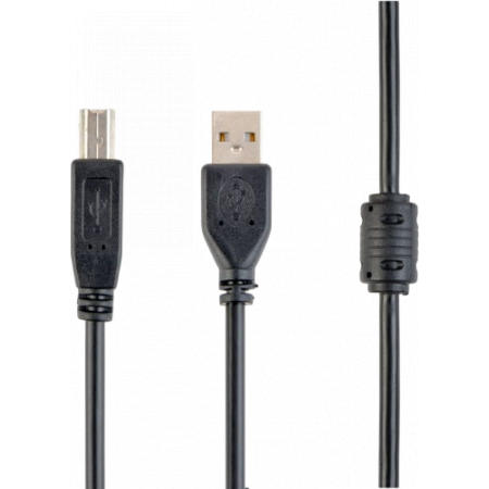 Кабель USB2.0 Cablexpert CCF-USB2-AMBM-1M, AM/BM, медь, двойн.экран, фер.кольцо, Pro, 1м, черный, пакет, фото , изображение 2