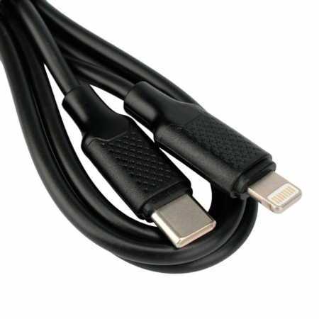 Кабель USB2.0 Гарнизон GCC-USB2-AP2CM-1M, Lightning/Type-C, 2.1А, 20W, PD/QC3.0, медь, 1м, черный, пакет, фото , изображение 2