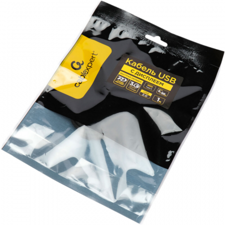 Кабель USB2.0 Cablexpert CCP-USB2-CMCM-SCR-1M, AM/Type-C, 6A, 66Вт, PD/QC3.0, дисплей, оплетка, медь, 1м, черный, пакет, фото , изображение 4