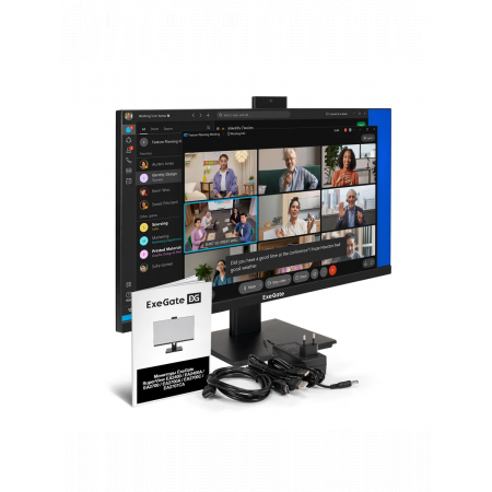 Монитор со встроенной веб-камерой и аудио выходом 27" WQHD ExeGate SuperView EA2700C (IPS LED Grade A+, 2560x1440@75Гц (WQHD), 16:9, 250cd/m2, 1000:1, 178°/178°, 5ms, HDMI2.0, DisplayPort, USB, audio-out, FHD веб-камера 2MP, микрофон, Flicker-free, FreeSy, фото , изображение 2