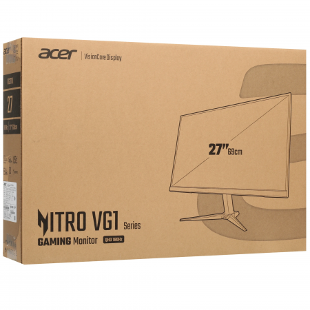 Монитор/ Acer VG271UM3bmiipx 27'', Nitro, ZeroFrame, 16:9, IPS, 2560x1440, 0.5ms, 100M:1, 250cd, 180Hz, 2xHDMI(2.0) + DP + Audio In/Out, Speakers 2Wx2, FreeSync, Black, фото , изображение 10