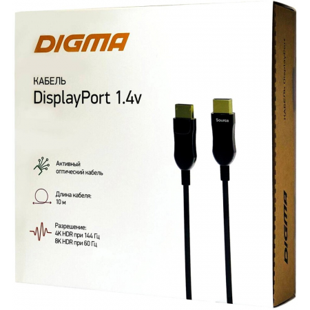 Кабель аудио-видео Digma 1.4v AOC DisplayPort (m)/DisplayPort (m) 10м. Позолоченные контакты черный (BHP DP 1.4-10), фото , изображение 3