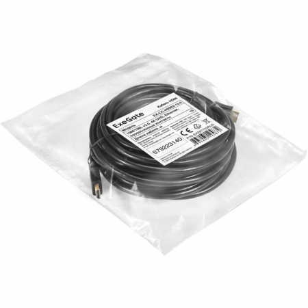 Кабель HDMI ExeGate EX-CC-HDMI2-10.0 (19M/19M, v2.0, 10м, 4K UHD, Ethernet, позолоченные контакты), фото , изображение 2