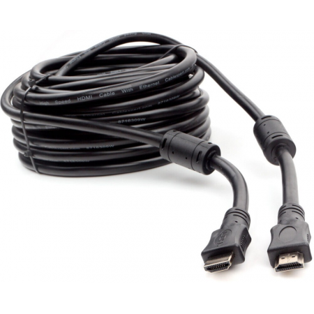 Кабель HDMI Cablexpert CCF2-HDMI4-15M, 19M/19M, v2.0, медь, позол.разъемы, экран, 2 фер.кольца, 15м, черный, пакет, фото 