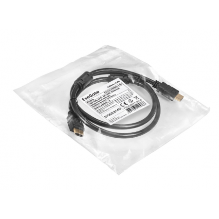 Кабель HDMI ExeGate EX-CC-HDMI2-1.0F (19M/19M, v2.0, 1м, 4K UHD, Ethernet, ферритовые кольца, позолоченные контакты), фото , изображение 2