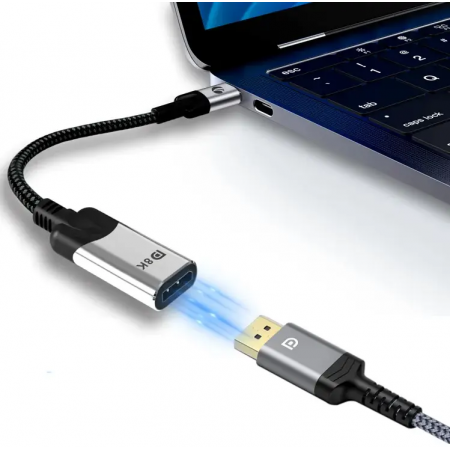 Aдаптер USB 3.1 Type-Cm --> DP A(f) 8K@60Hz, 0.15m ,Alum ,VCOM , фото , изображение 2