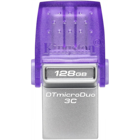 Флеш Диск Kingston 128Gb DataTraveler microDuo 3C DTDUO3CG3/128GB USB3.0 фиолетовый, фото , изображение 2