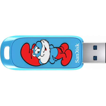 Флеш Диск SanDisk Smurfs 128Gb , USB3.2, синяя, фото , изображение 3