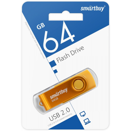 Флеш -накопитель Smartbuy (SB064GB2TWY) UFD 2.0 064GB Twist Yellow желтый, фото , изображение 4